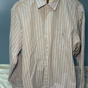Lacoste Red and White Striped Casual Shirt‎